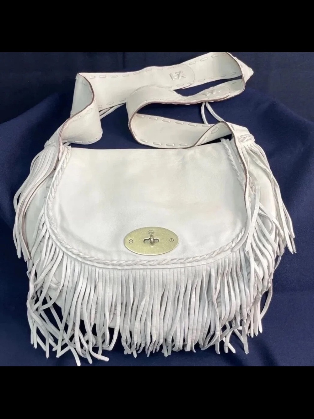 Mulberry White Fringe Leather Shoulder Bag